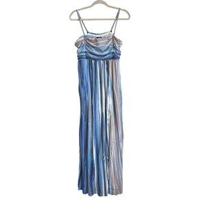 Soma Womens Blue Striped Maxi Dress XL Padded Bust Adjustable Spaghetti Straps